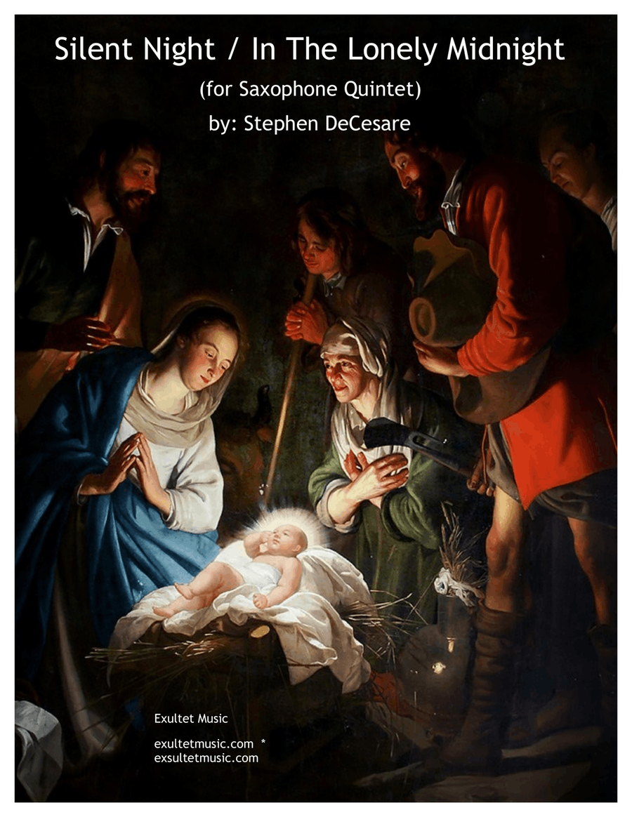 Silent Night / In The Lonely Midnight (for Saxophone Quintet and Piano) Saxophone Quintet scores gallery preview page 1