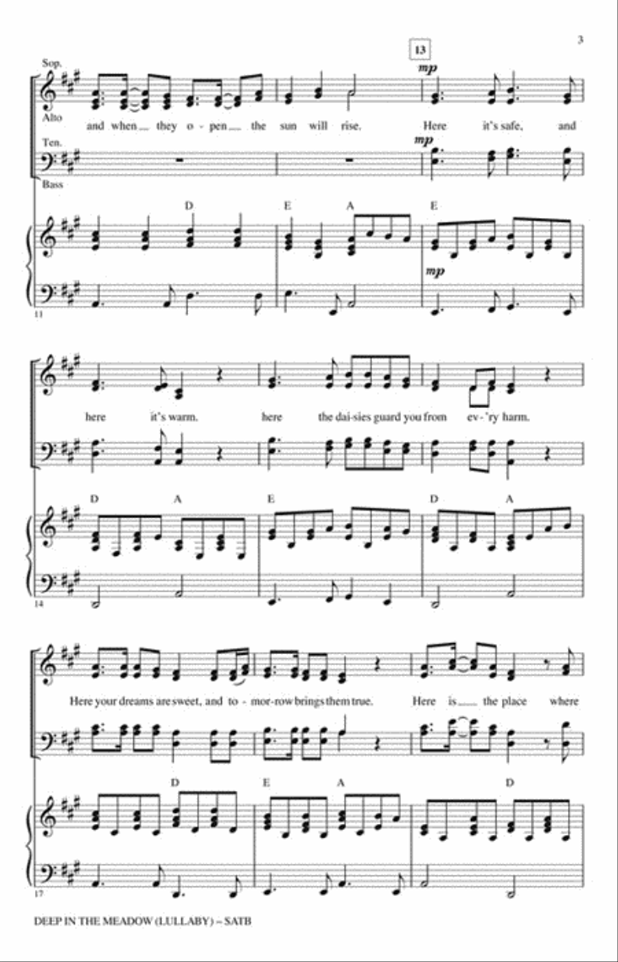 Deep in the Meadow (Lullaby) 4-Part scores gallery preview page 3