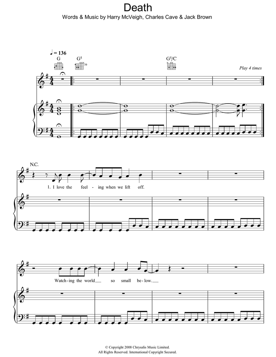 Death Death Piano, Vocal, Guitar scores gallery preview page 1