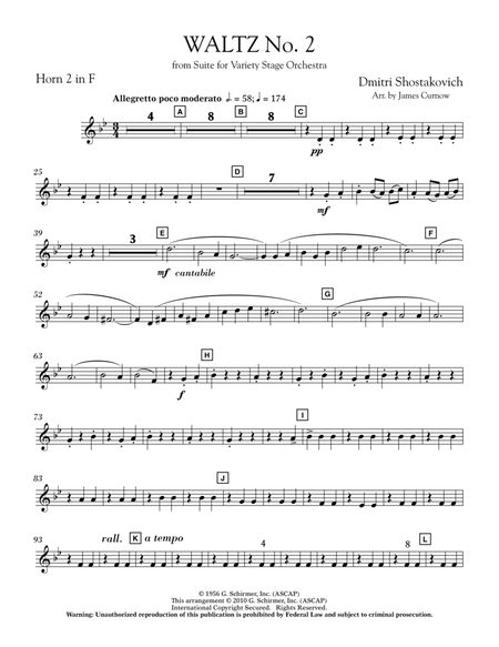 Waltz No. 2 (from Suite For Variety Stage Orchestra) - F Horn 2