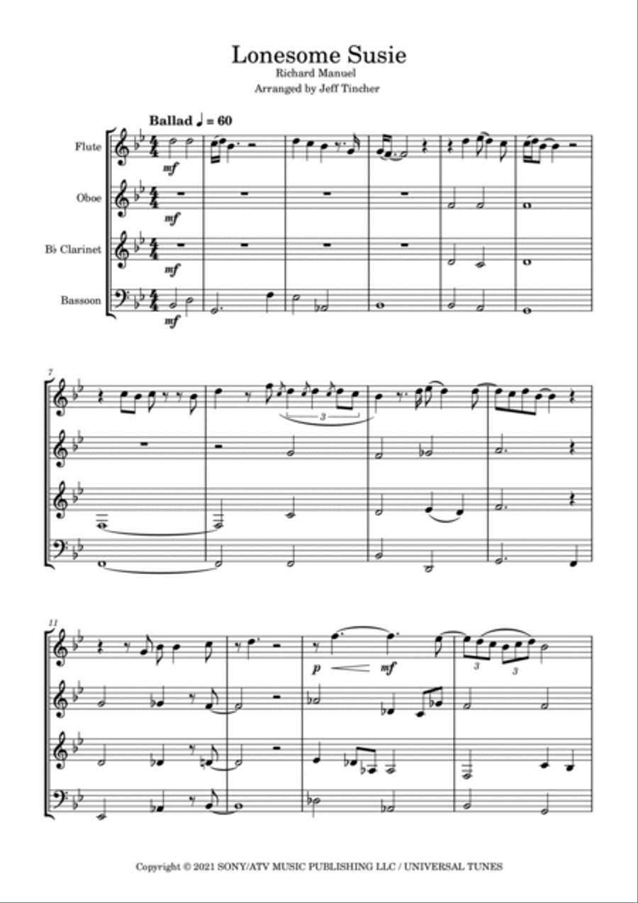 Lonesome Susie Lonesome Susie Woodwind Quartet scores gallery preview page 2