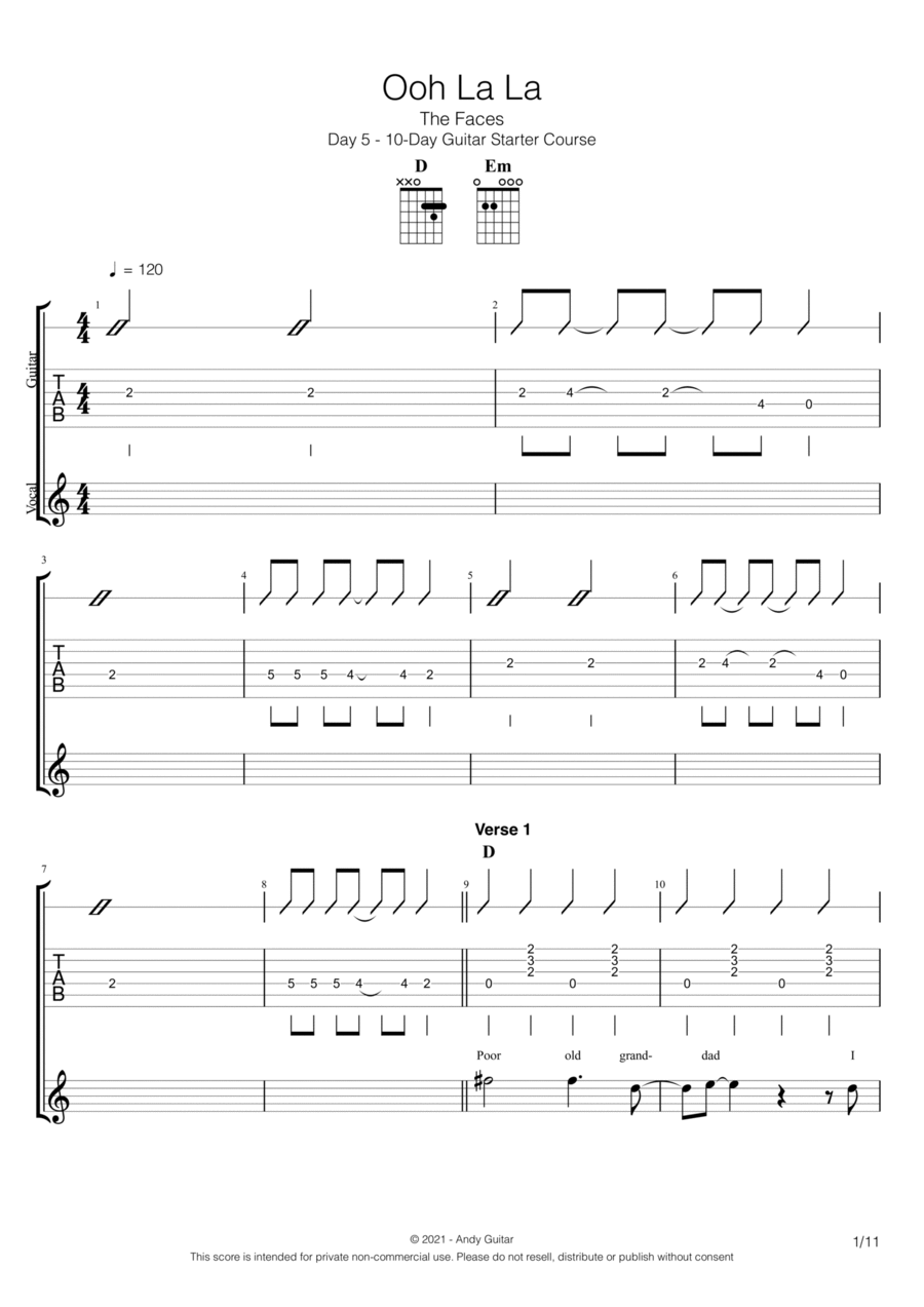 Ooh La La Ooh La La Guitar scores gallery preview page 1