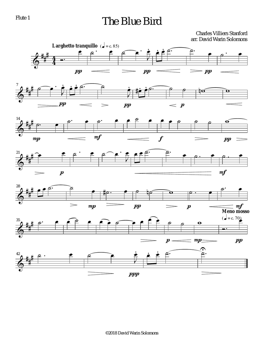The Blue Bird for piccolo and flute quintet Piccolo scores gallery preview page 4