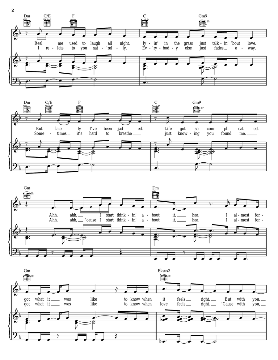 With You With You Piano, Vocal, Guitar scores gallery preview page 2
