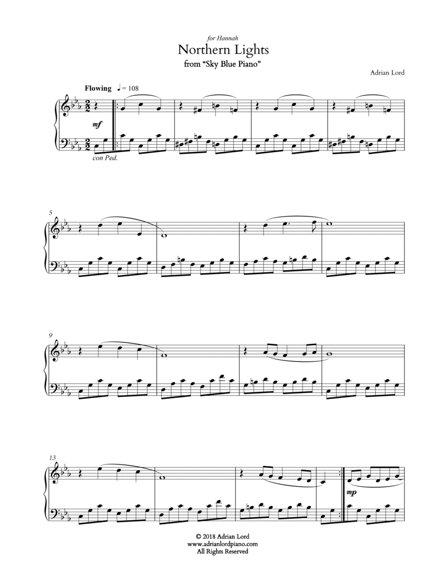 Northern Lights Piano Solo scores gallery preview page 1