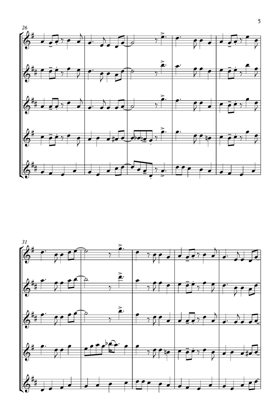 Auld Lang Syne - Saxophone Quartet Saxophone Quartet scores gallery preview page 5