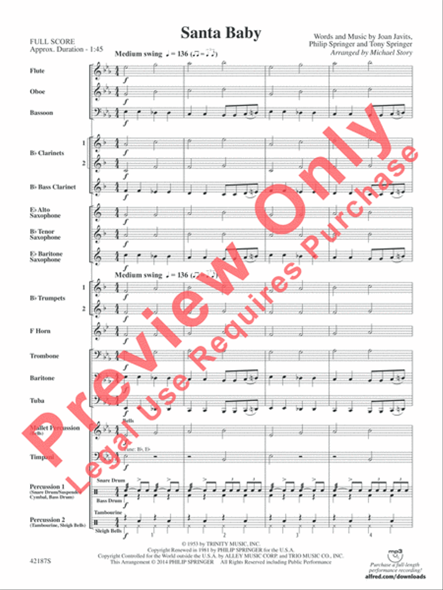 Santa Baby Concert Band scores gallery preview page 3
