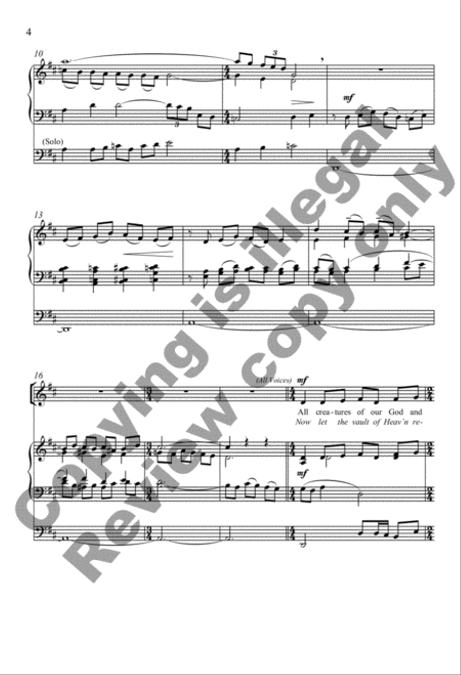 All Creatures of Our God and King (Now Let the Vault of Heaven Resound) 4-Part scores gallery preview page 4