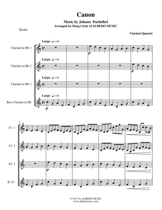 Pachelbel's Canon for Clarinet Quartet