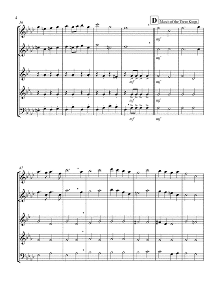 Burgundian Air/March of the Three Kings (Woodwind Quintet - 1 Flute, 1 Oboe, 1 Clar, 1 Hrn, 1 Bassoo