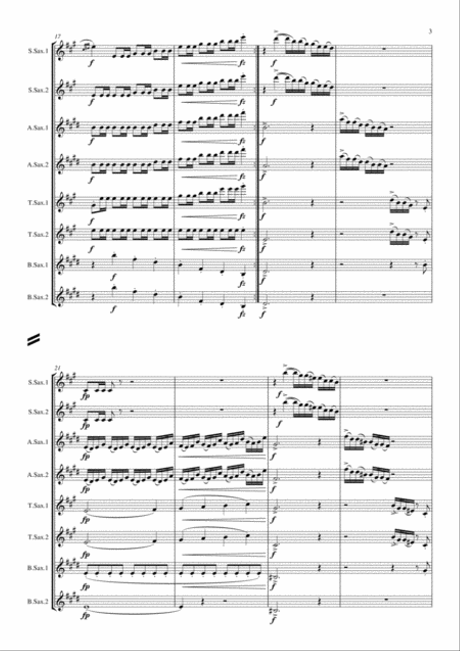 Holberg Suite arranged for Saxophone Ensemble (Octet) Score and Parts Woodwind Ensemble scores gallery preview page 4