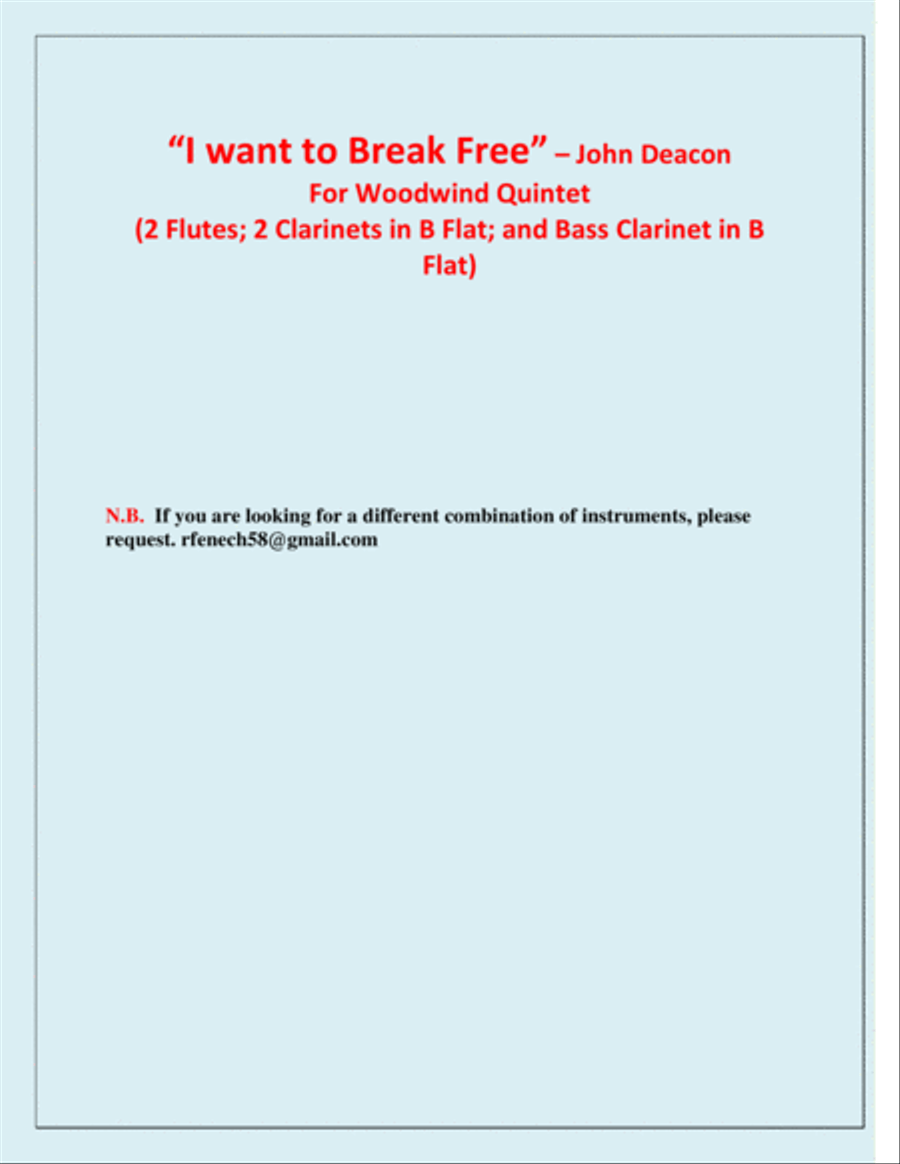 I Want To Break Free Woodwind Quintet scores gallery preview page 3