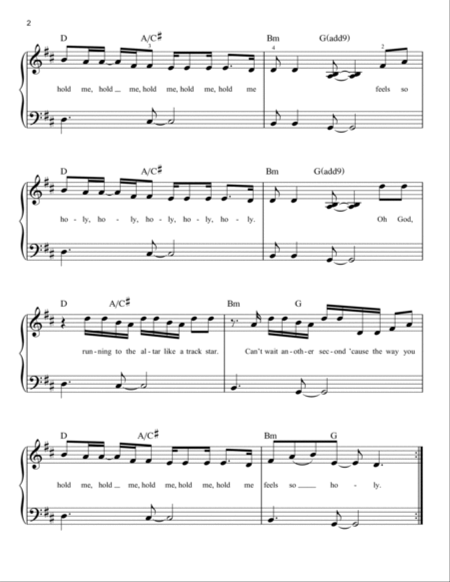 Holy (feat. Chance the Rapper) Easy Piano scores gallery preview page 2
