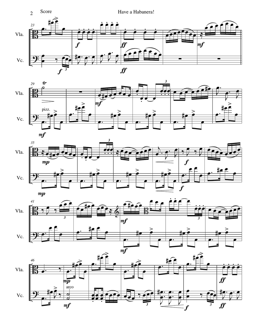 Have a habanera for viola and cello String Duet scores gallery preview page 2