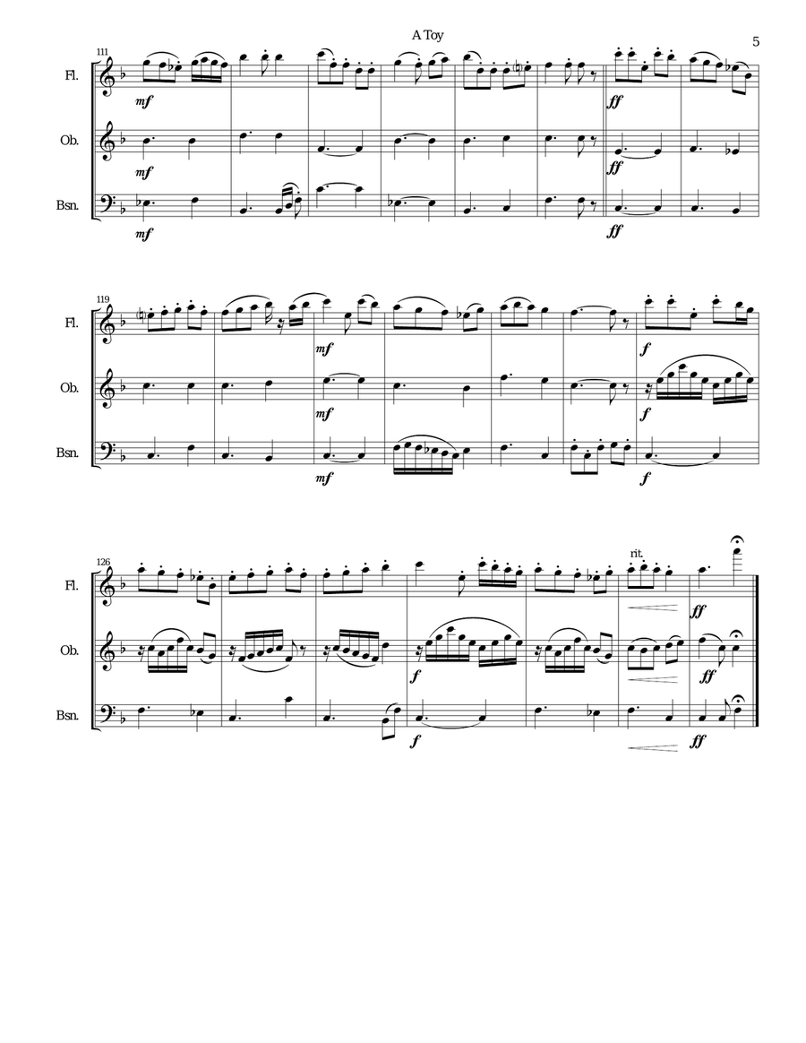 A Toy for wind trio (flute, oboe, bassoon) Woodwind Trio scores gallery preview page 5