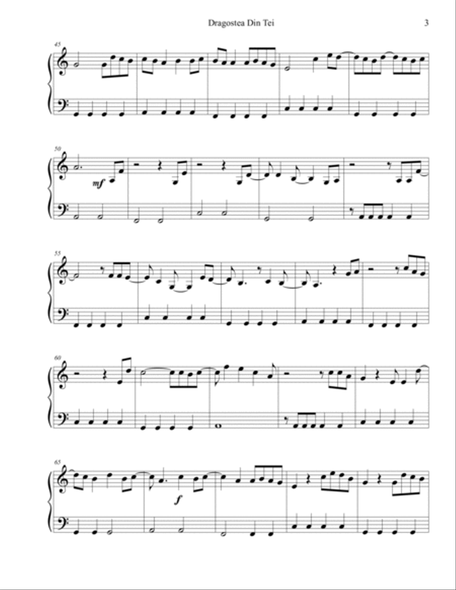 Dragostea Din Tei Easy Piano scores gallery preview page 3