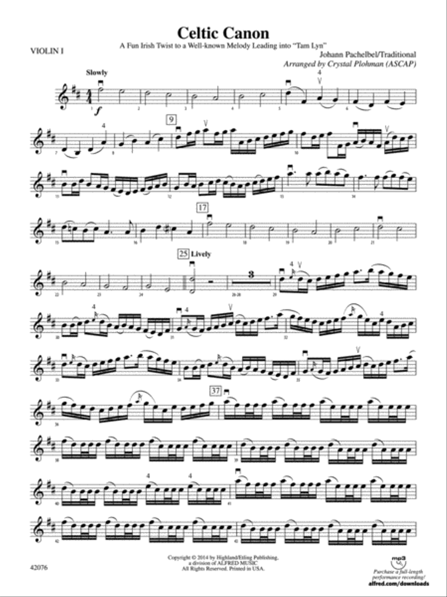 Celtic Canon: 1st Violin String Orchestra scores gallery preview page 1