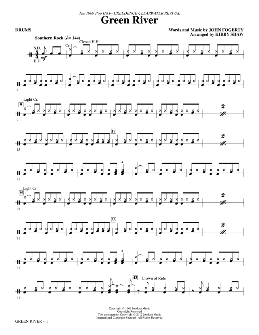 Green River - Drums Choir scores gallery preview page 1