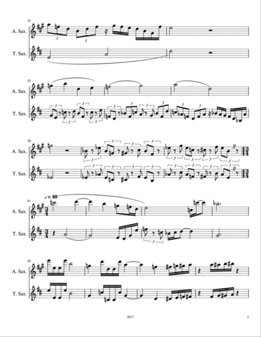 Groove Nuance for Alto and Tenor Saxophone Woodwind Duet scores gallery preview page 3