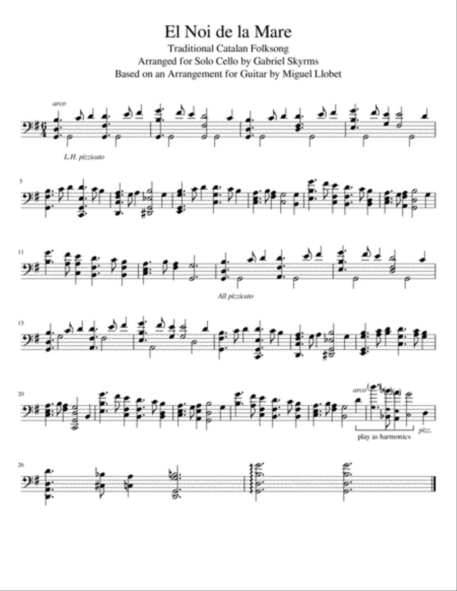 El Noi de la Mare - Solo Cello Cello Solo scores gallery preview page 1