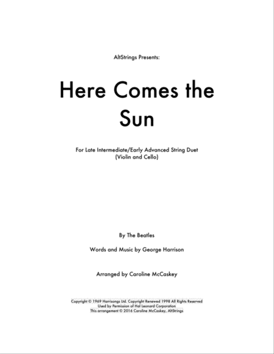 Here Comes The Sun String Duet scores gallery preview page 1