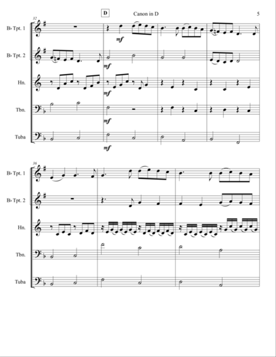 Canon in D Brass Ensemble scores gallery preview page 5