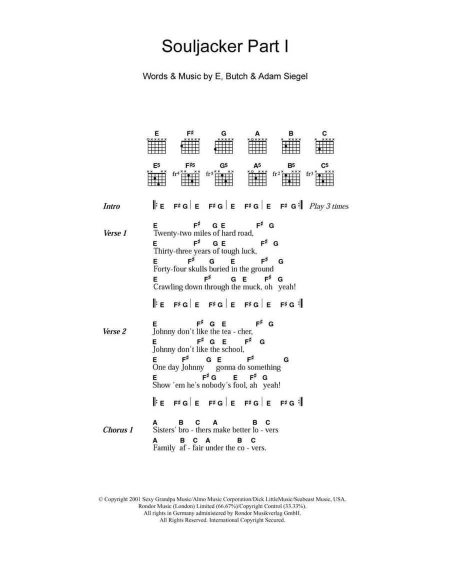 Souljacker Part I Acoustic Guitar scores gallery preview page 1