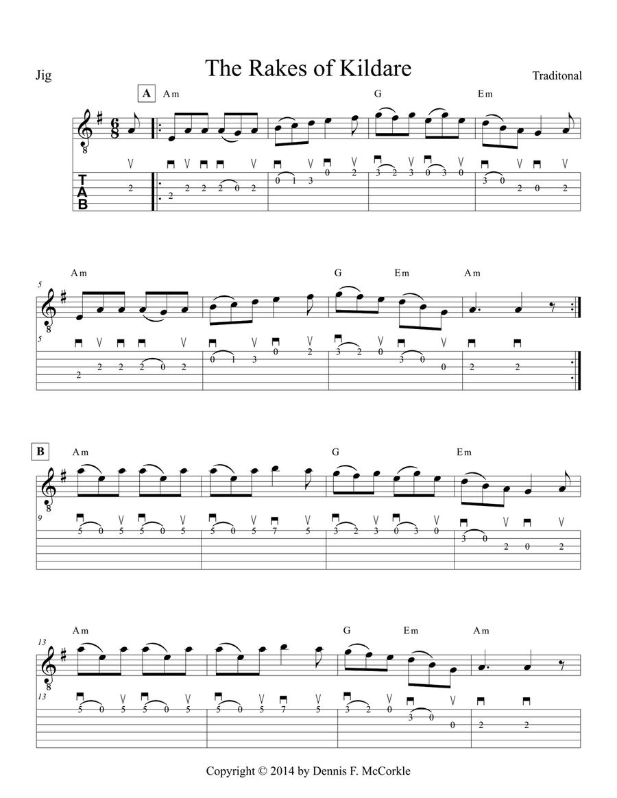 Rakes of Kildare, The (for Guitar) Acoustic Guitar scores gallery preview page 1