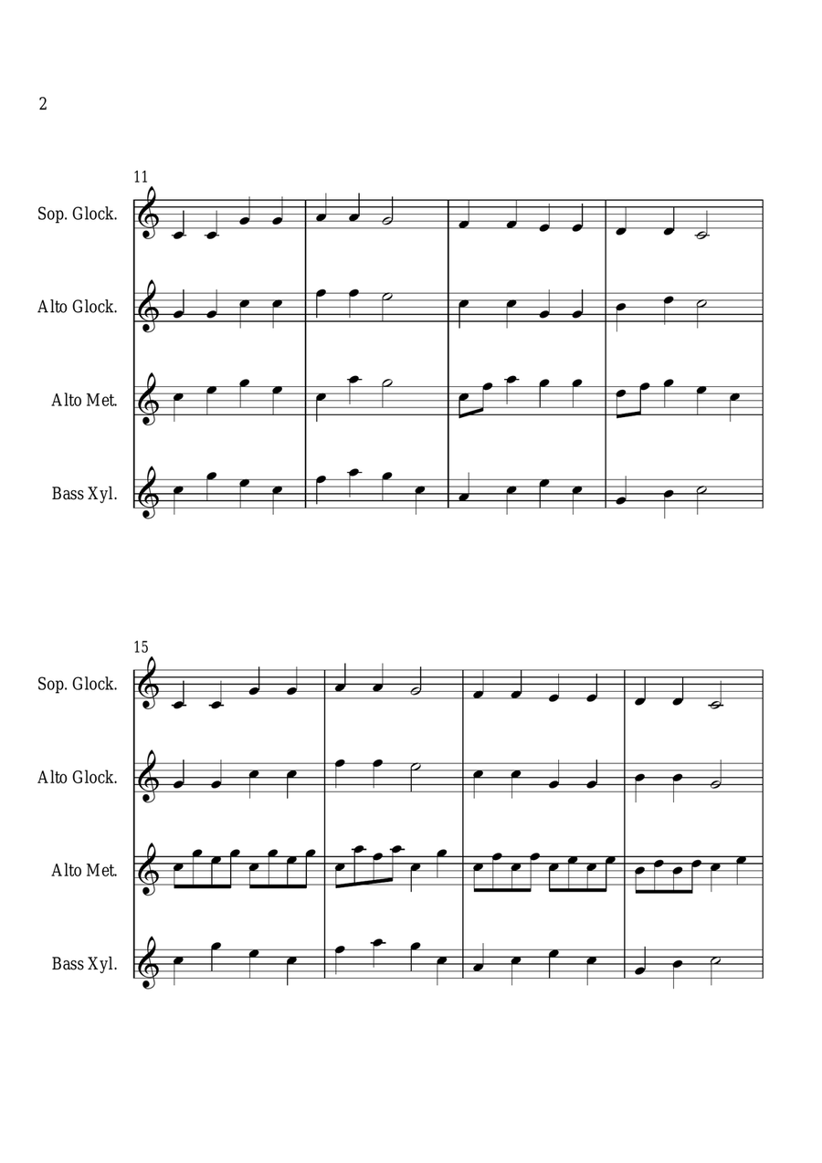 Twinkle Twinkle Little Star - For Orff Ensemble Percussion Ensemble scores gallery preview page 2
