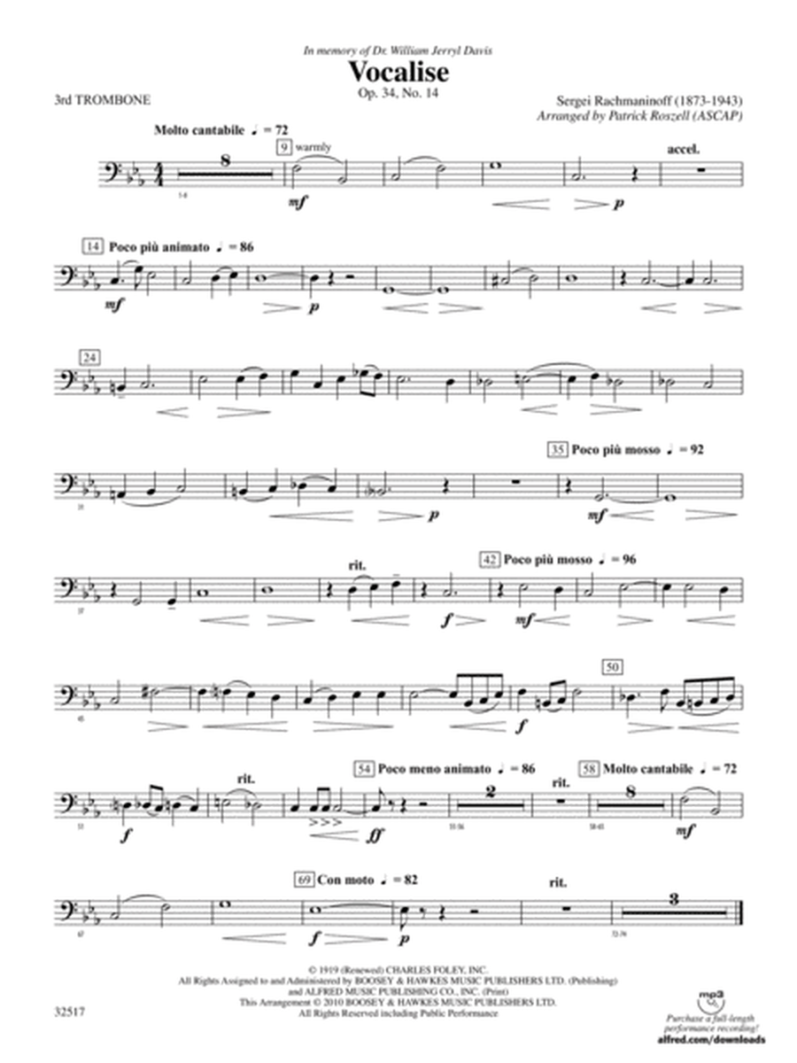 Vocalise, Op. 34, No. 14: 3rd Trombone