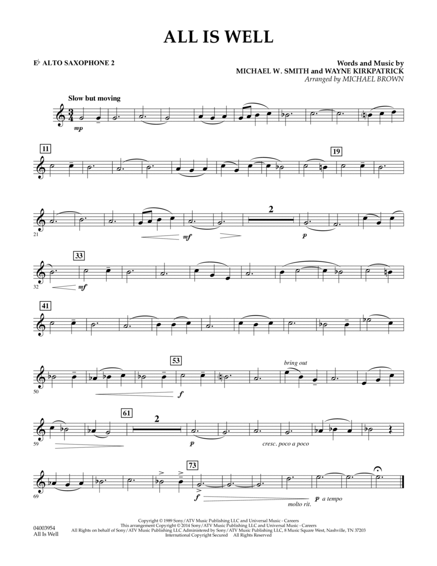 All Is Well - Eb Alto Saxophone 2