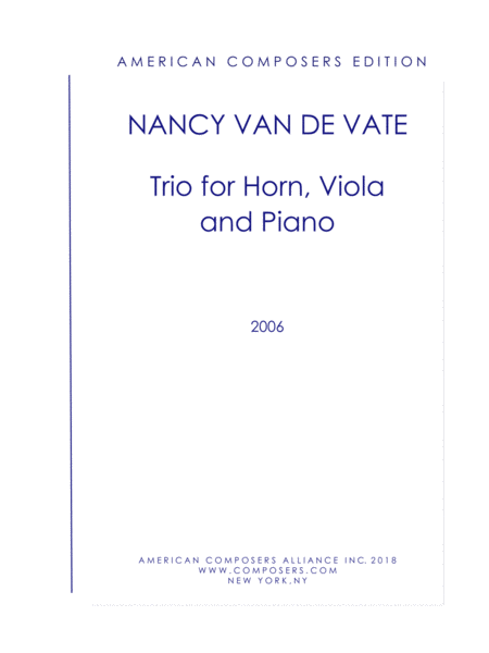[Van de Vate] Trio for Horn, Viola, and Piano
