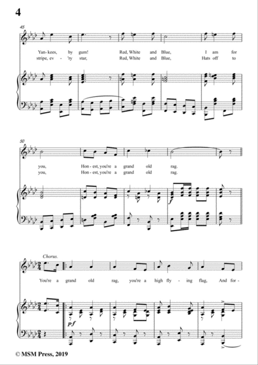 George M. Cohan-You're A Grand Old Rag,in A flat Major,for Voice&Piano Voice scores gallery preview page 6