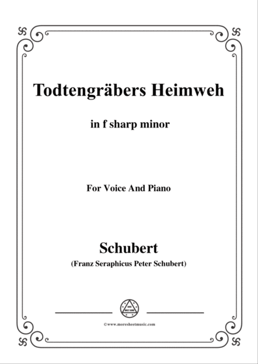 Schubert-Todtengräbers Heimweh,in f sharp minor,for Voice&Piano Voice scores gallery preview page 1