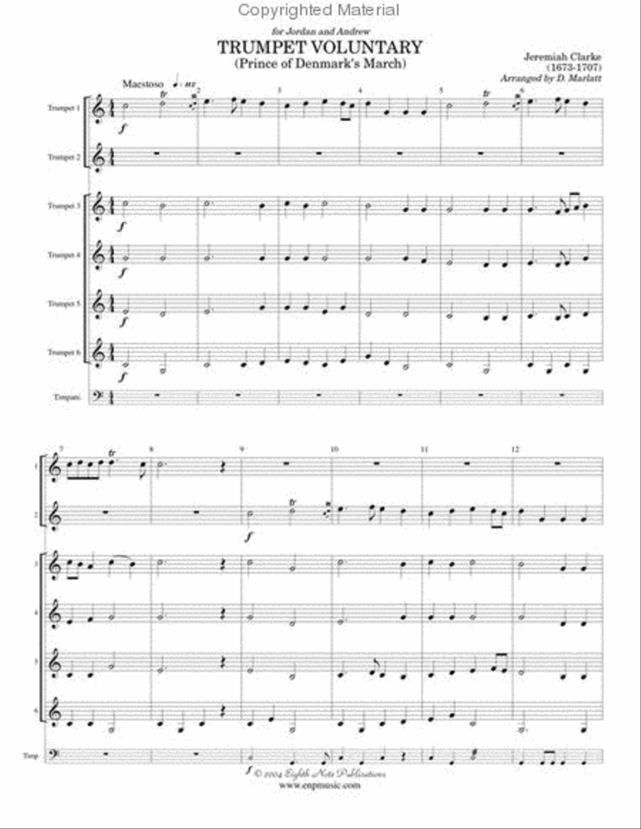 Trumpet Voluntary (The Prince of Denmark's March) Small Ensemble scores gallery preview page 2