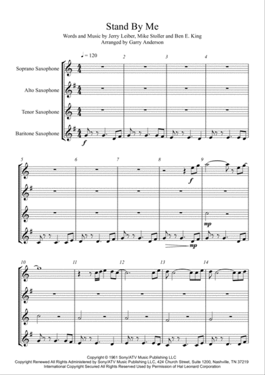 Stand By Me Woodwind Quartet scores gallery preview page 1