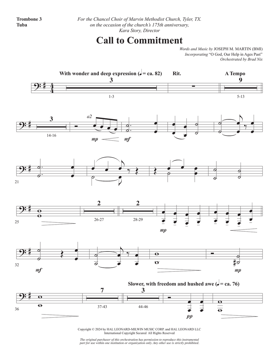 Call To Commitment - Trombone 3/Tuba Choir scores gallery preview page 1