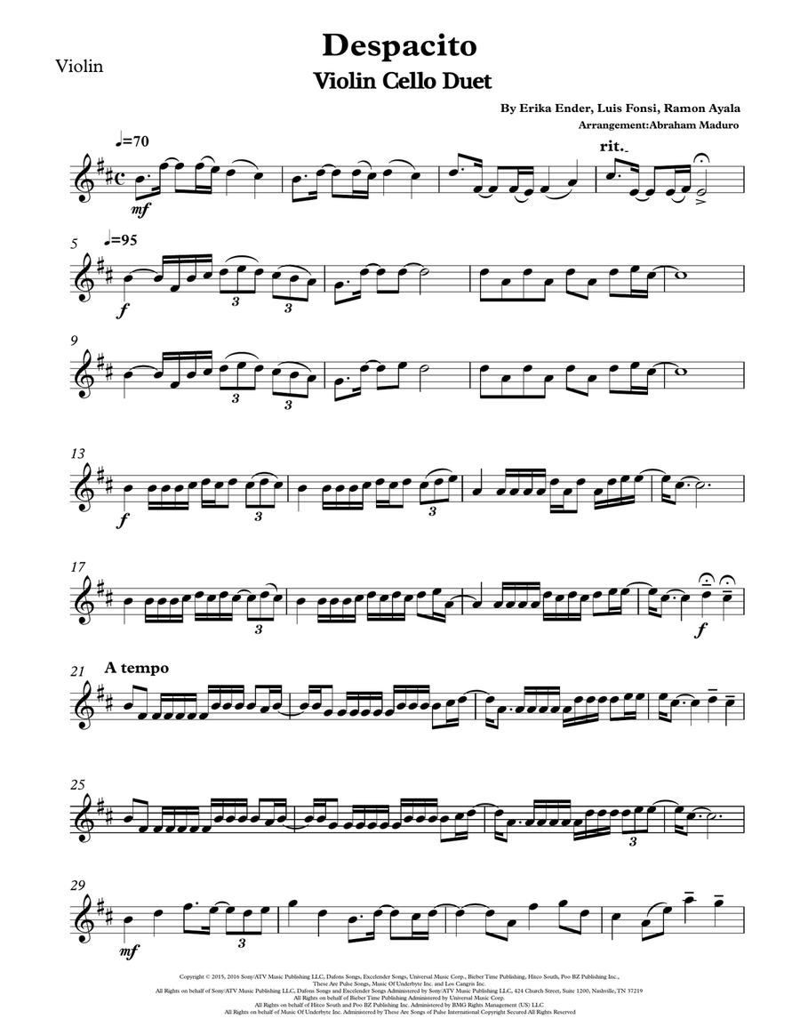 Despacito String Duet scores gallery preview page 5