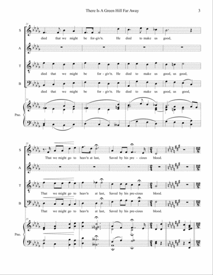 There Is A Green Hill Far Away 4-Part scores gallery preview page 3