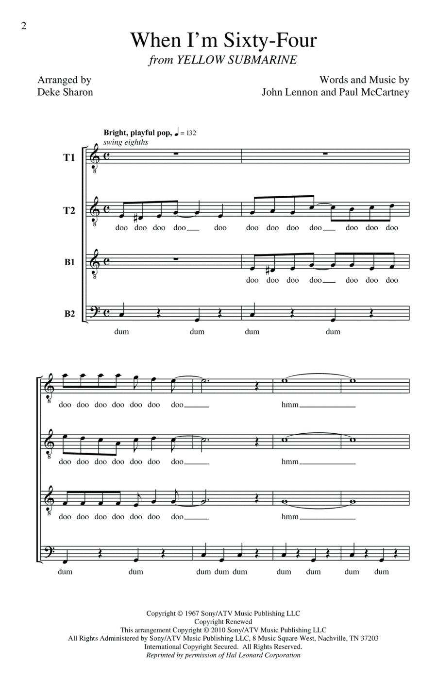 When I'm Sixty-Four TTBB scores gallery preview page 1
