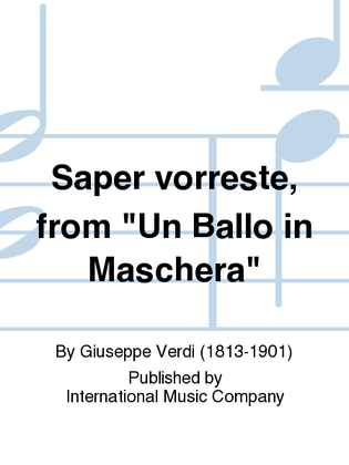Book cover for Saper Vorreste, From Un Ballo In Maschera (I. & E.) (S.)