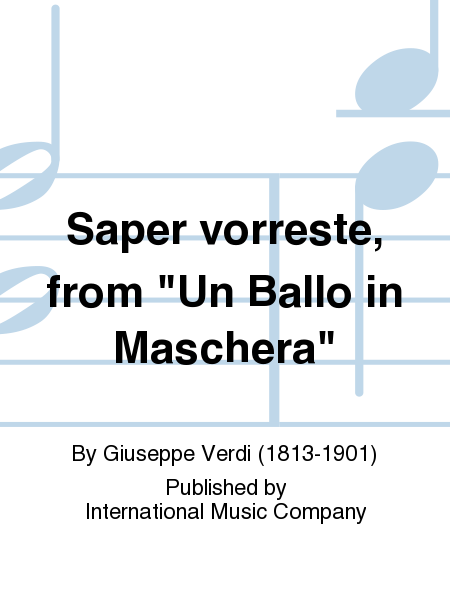 Saper Vorreste, From Un Ballo In Maschera (I. & E.) (S.)