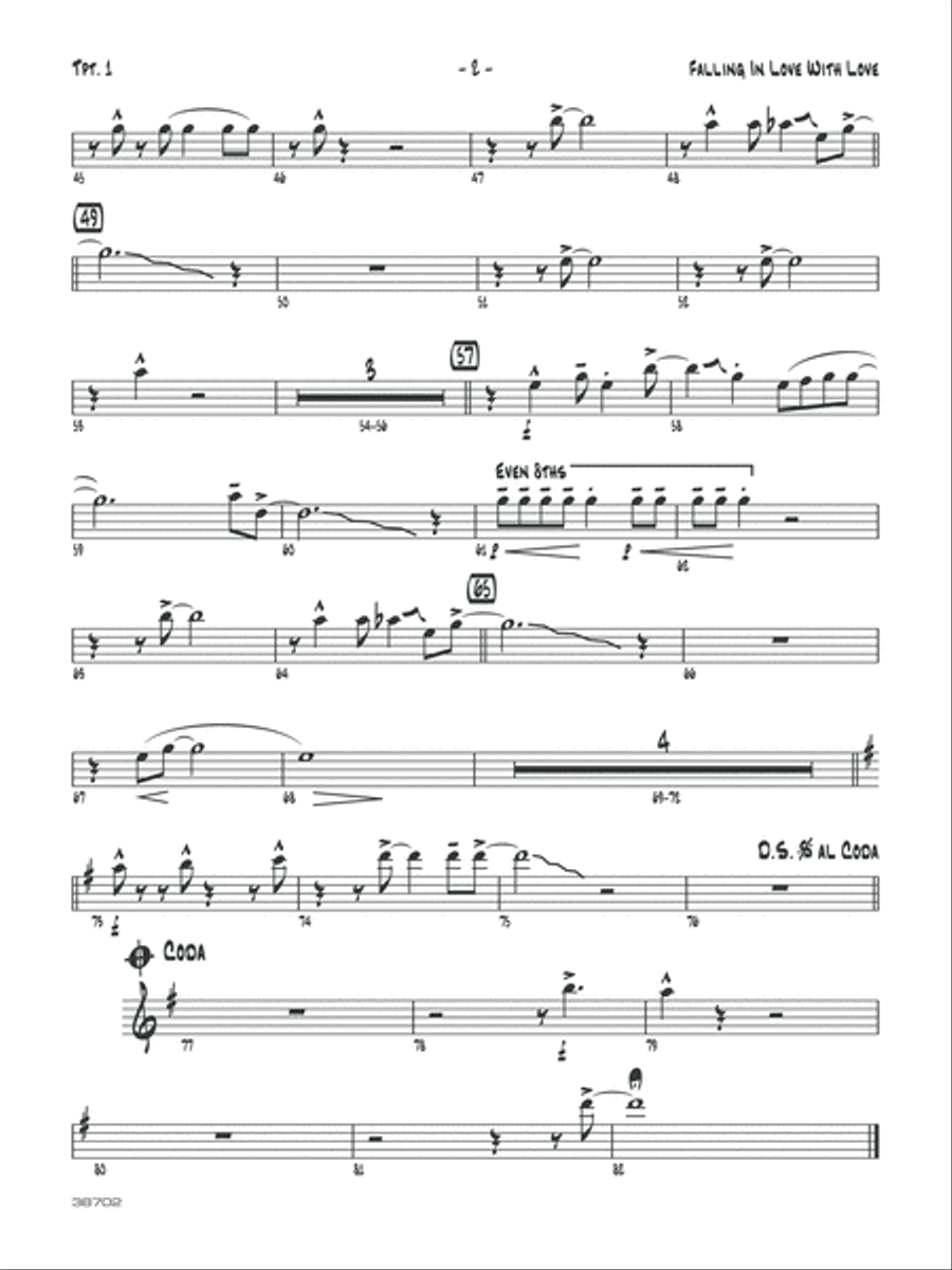 Falling in Love with Love: 1st B-flat Trumpet Jazz Ensemble scores gallery preview page 2