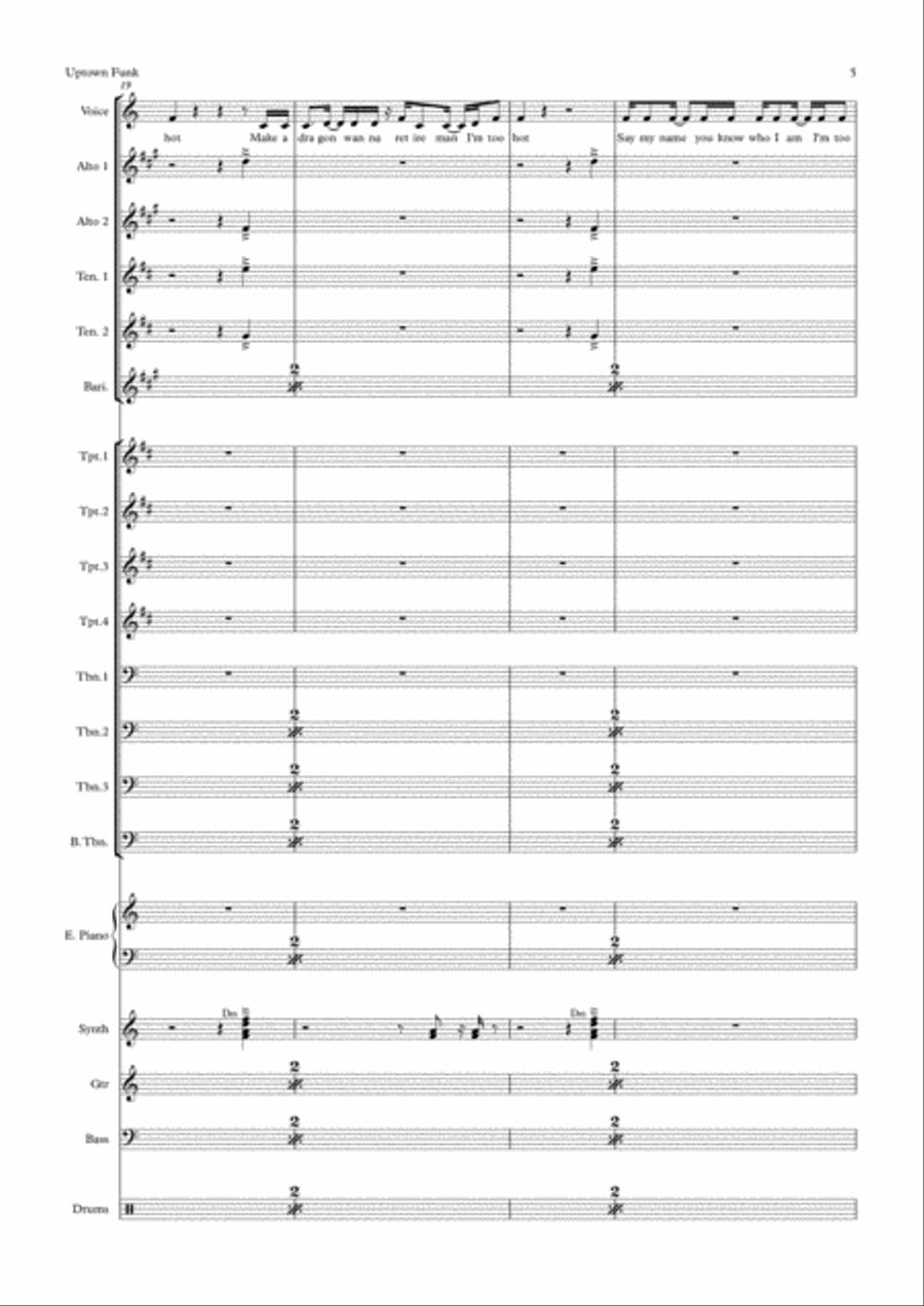Uptown Funk Tenor Saxophone scores gallery preview page 5