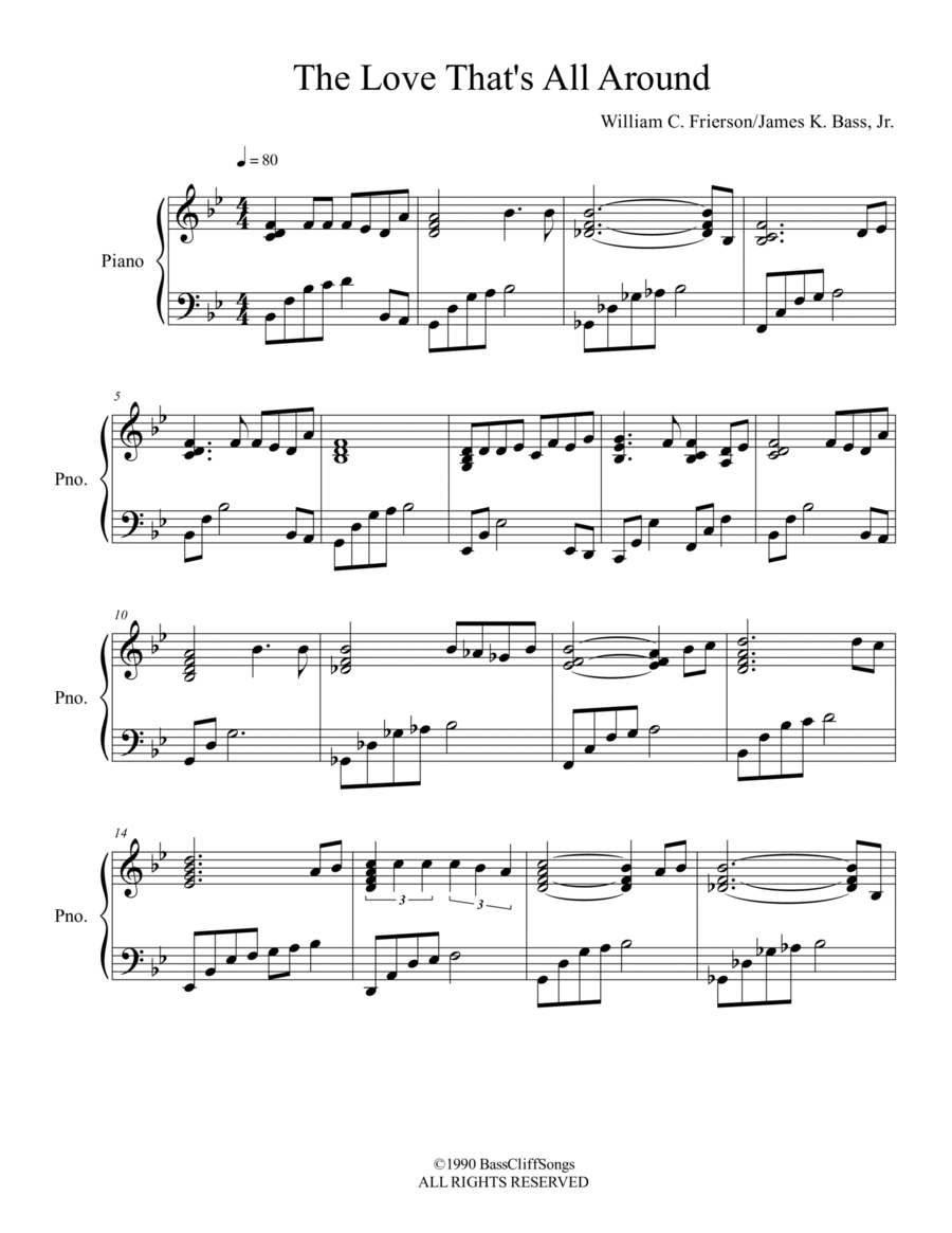 The Love That's All Around (instrumental) Piano Solo scores gallery preview page 1