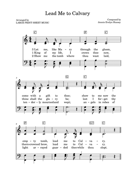 Lead Me To Calvary LARGE PRINT Hymnbook Version in Key of C • Includes Chord Symbols image number null