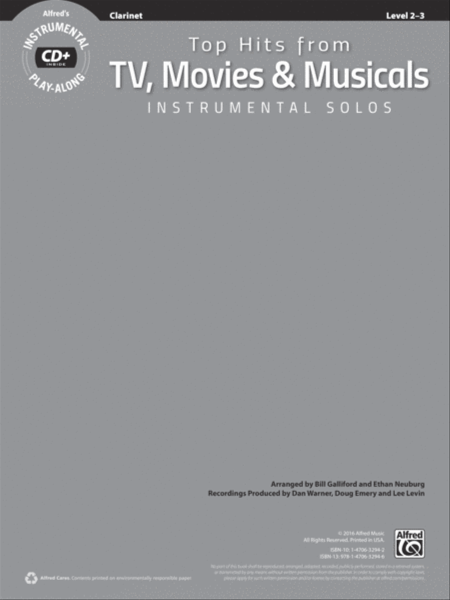 Top Hits from TV, Movies & Musicals Instrumental Solos Clarinet Solo scores gallery preview page 6