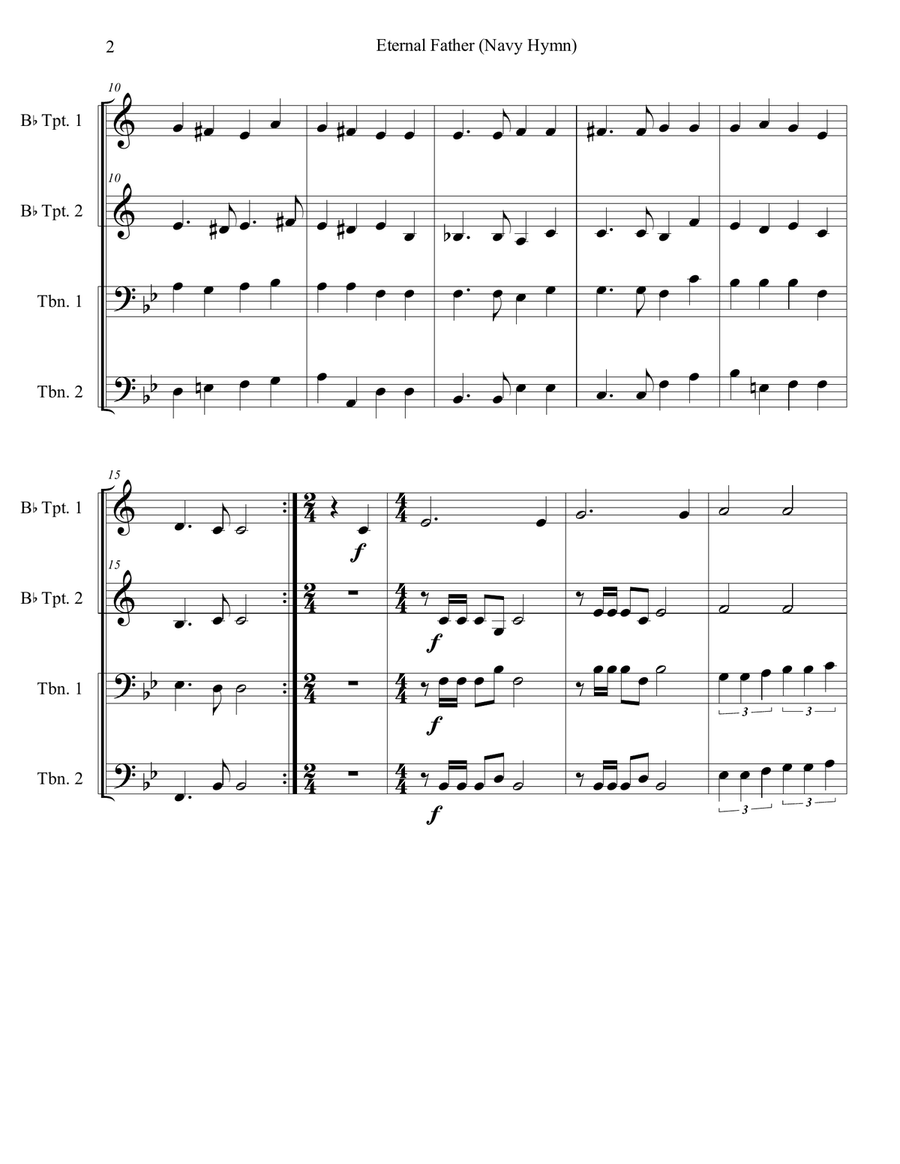 Eternal Father, Strong to Save (Navy Hymn) Brass Ensemble scores gallery preview page 5