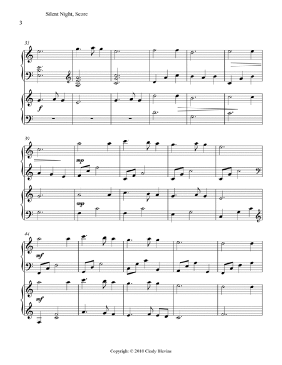 Silent Night, for Harp Duet Harp scores gallery preview page 4