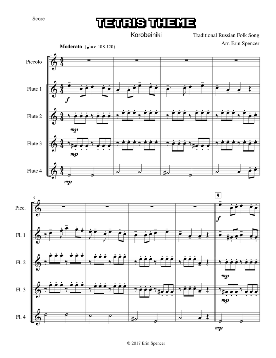 Tetris Theme for Flute Choir Flute Choir scores gallery preview page 2